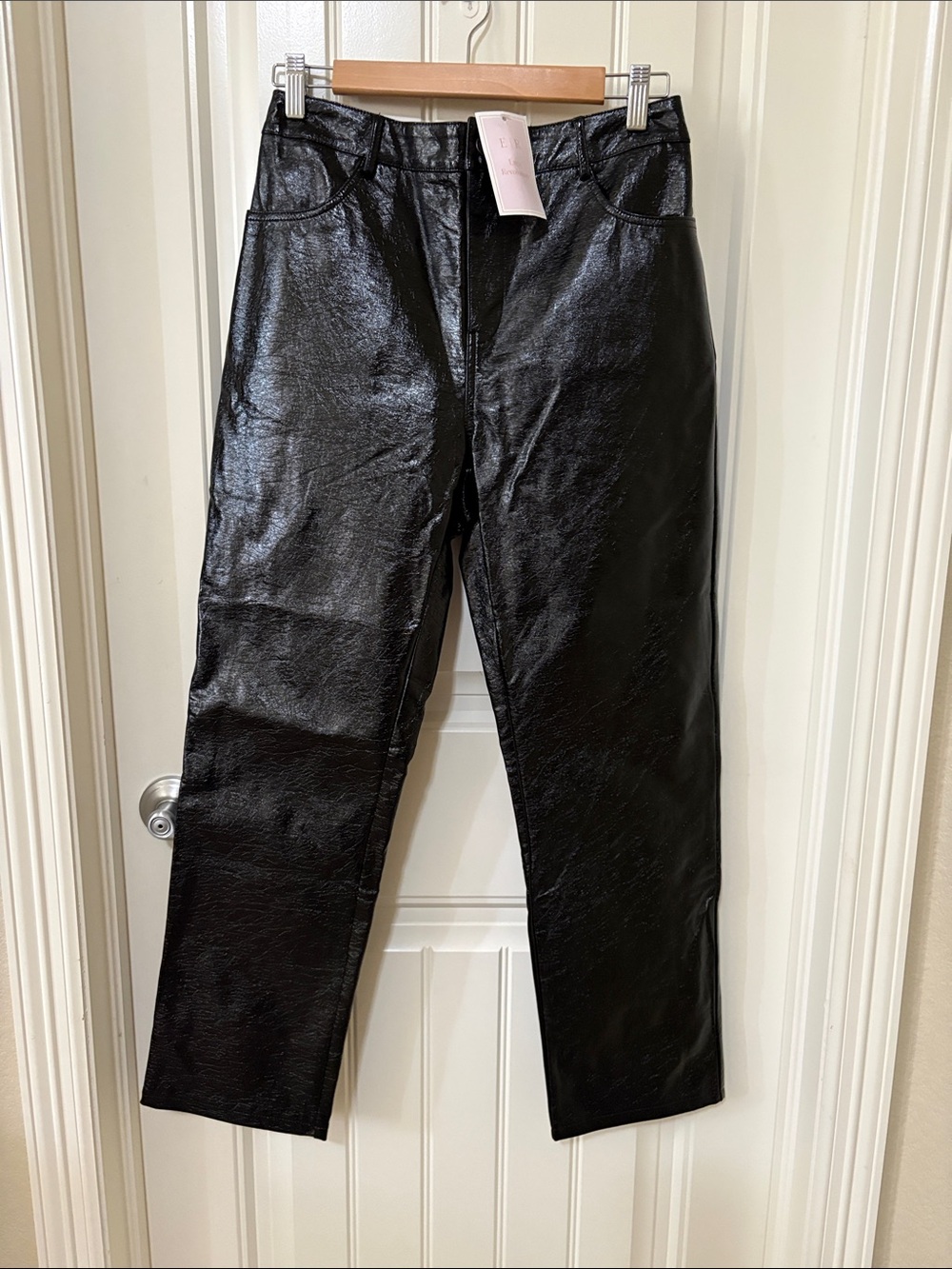 NWT Le Lis Black Faux Leather Straight Leg Pants
